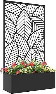 Outsunny Jardinière avec Brise-Vue paravent Treillis pour Plante Grimpante, bac à Fleurs en métal - jardinière sur Pied - dim. 61L x 23l x 113H cm
