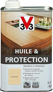 V33 Huile & protection pour meubles et boiseries, Incolore 0,5L