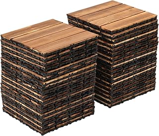 36 pièces de carrelage en bois, dalles de recouvrement en bois dur emboîtables, épais coussin pour balcon 30x30cm, plancher d’épissage en bois intégré, carrelage pour balcon, carrelage en bois pour