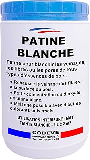 Patine Blanche - Codeve Bois - 1L - Intérieur - Pour Blanchir En Profondeur Les Fibres, Pores Ou Veinages D