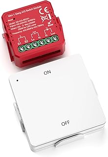 Yomogi Interrupteur Sans Fil 433 MHz, Va et Vient Sans Fil RF avec Émetteur Récepteur Portée 100 M, Module Éclairage LED Télécommande Lampe, Installation Facile