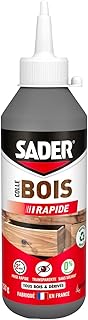 Sader Colle à Bois Prise Rapide 2 min – Colle Forte pour Tous Bois et Dérivés – Intérieur – Transparente après Séchage - Sans Solvant – Biberon de 250 g