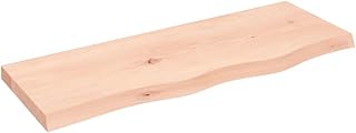 vidaXL Étagère Murale, Dessus de Table avec Bord Vivant, Tablette Suspendue avec Rangement, Rustique, Bois de Chêne Massif Non Traité